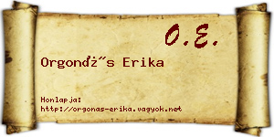 Orgonás Erika névjegykártya